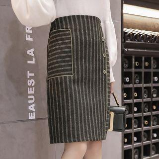 Striped Straight-fit Skirt