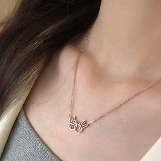 Heart & Hands Pendant Necklace Necklace - Scissors - Rose Gold - One Size