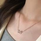 Heart & Hands Pendant Necklace Necklace - Scissors - Rose Gold - One Size