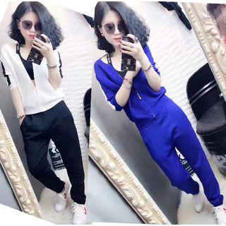 Set: Zip Knit Top + Harem Pants