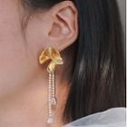 Rhinestone Fringed Stud Earring / Clip-on Earring