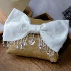 Wedding Bow Faux Crystal Fringed Hair Clip White - One Size