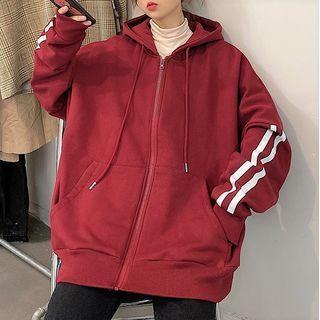Two Tone Loose-fit Zip-up Hoodie