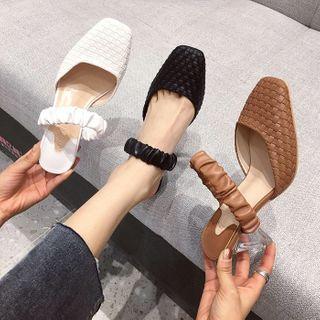Square-toe Stiletto Heel Slide Sandals