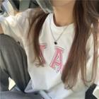 Long-sleeve Plaid Shirt + Short-sleeve Lettering T-shirt