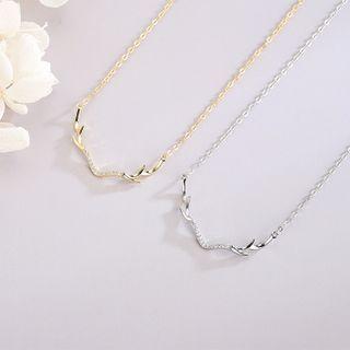 925 Sterling Silver Rhinestone Antler Necklace