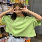 Letter Cropped Elbow-sleeve T-shirt