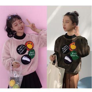 Mock-neck Furry Pullover