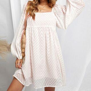 Puff-sleeve Layered Mini Dress