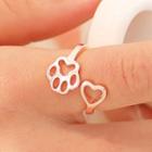 Heart & Dog Paw Open Ring
