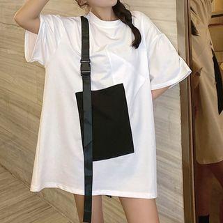 Elbow-sleeve Buckled Oversized T-shirt
