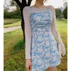 Long-sleeve T-shirt / Spaghetti Strap Printed A-line Dress
