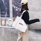 Letter Canvas Tote Bag White - One Size