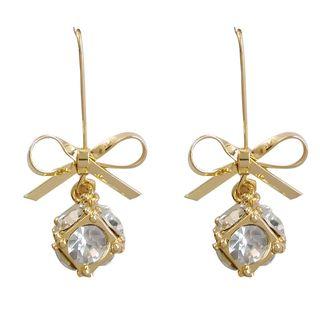 Caged Rhinestone Bow Dangle Earring