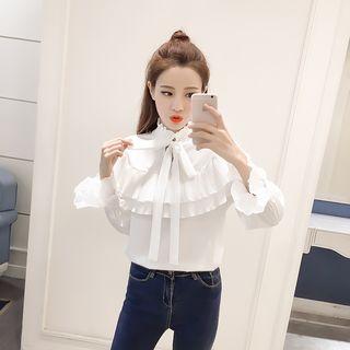 Bow Tiered Bell-sleeve Blouse