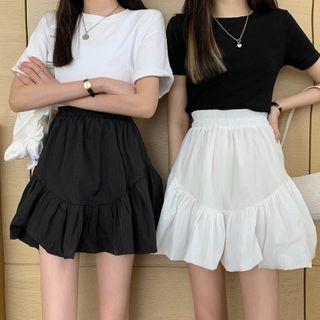 High-waist Panel Pin-tuck Mini Skirt