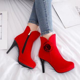 Platform Bobble Stiletto Heel Short Boots