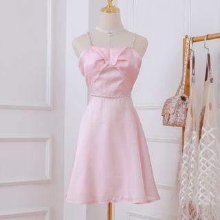 Rhinestone Strappy A-line Dress