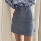 Denim Pocket A-line Skirt
