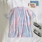 Gradient Loose-fit Short-sleeve T-shirt As Figure - One Size