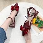 Block Heel Pointed Bow Sandals