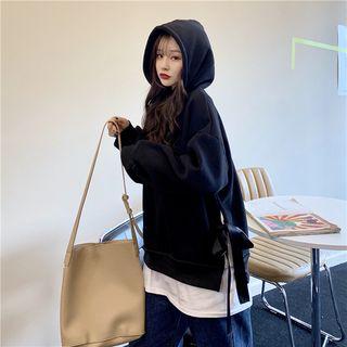Mock Two-piece Bow Detail Hoodie