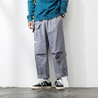 Lettering Wide Leg Cargo Pants