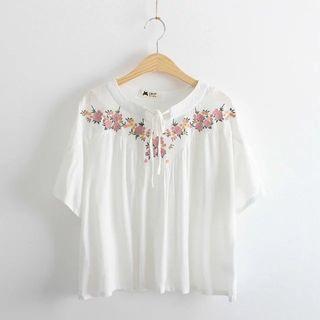 Tied Embroidery Blouse