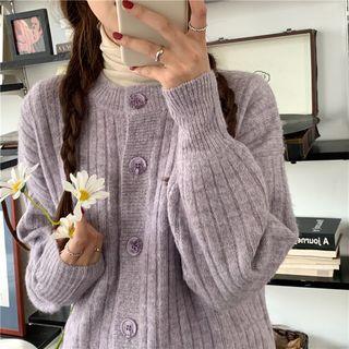 Crew Neck Ribbed Cardigan