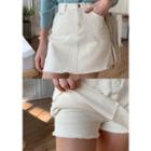 Inset Shorts Cotton A-line Miniskirt