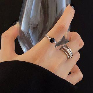 Alloy Open Ring Set Of 3 - J414 - Silver - One Size