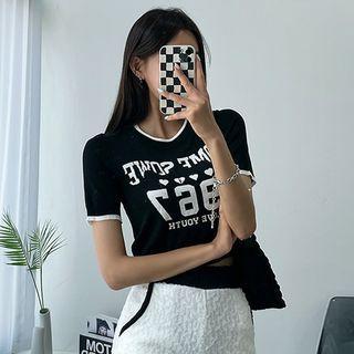Ringer Letter Knit Crop Top