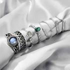 Set Of 7: Retro Alloy Ring (assorted Designs) 9319 - Silver - One Size