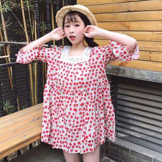 Printed Bell 3/4 Sleeve A-line Dress