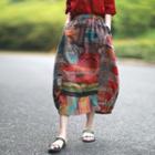 Print Midi Skirt As Shown In Figure - One Size