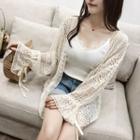 Perforated Lace Light Jacket Almond - One Size