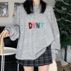 Lettering Sweater / Plaid Pleated Skirt