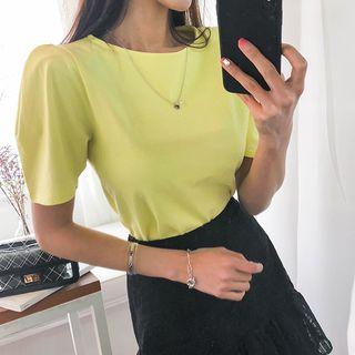 Puff-shoulder Cotton Top