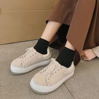 Fleece Platform Lace-up Shoes
