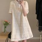 Short-sleeve A-line Polo Lace Dress