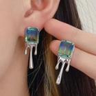 Melting Rhinestone Alloy Earring 1 Pair - Earring - Gradient - Blue & Green - One Size