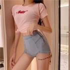 Double Zipper Denim Hot Pants