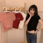 Glitter Twisted Front Short-sleeve Cropped Top