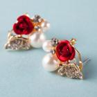 Bridal Flower Faux Pearl Earrings