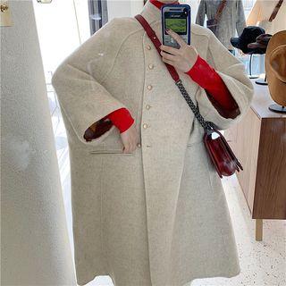 Asymmetric Buttoned Coat Beige - One Size