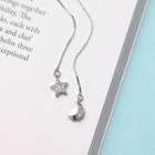 925 Sterling Silver Moon & Star Threader Earring Silver Threader - 1 Pair - Silver - One Size