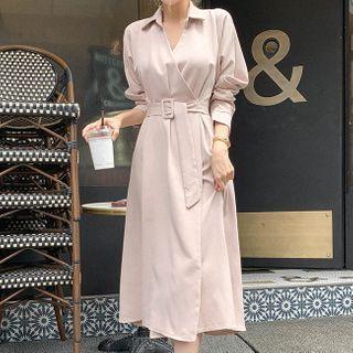 Pintuck-waist Coatdress With Belt