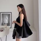 Round-neck Sleeveless Flared Top