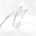 925 Sterling Silver Layered Open Ring 1pc - Silver - One Size