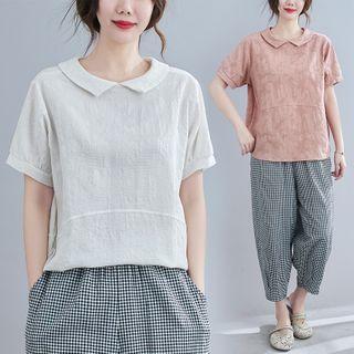 Short-sleeve Jacquard Blouse
